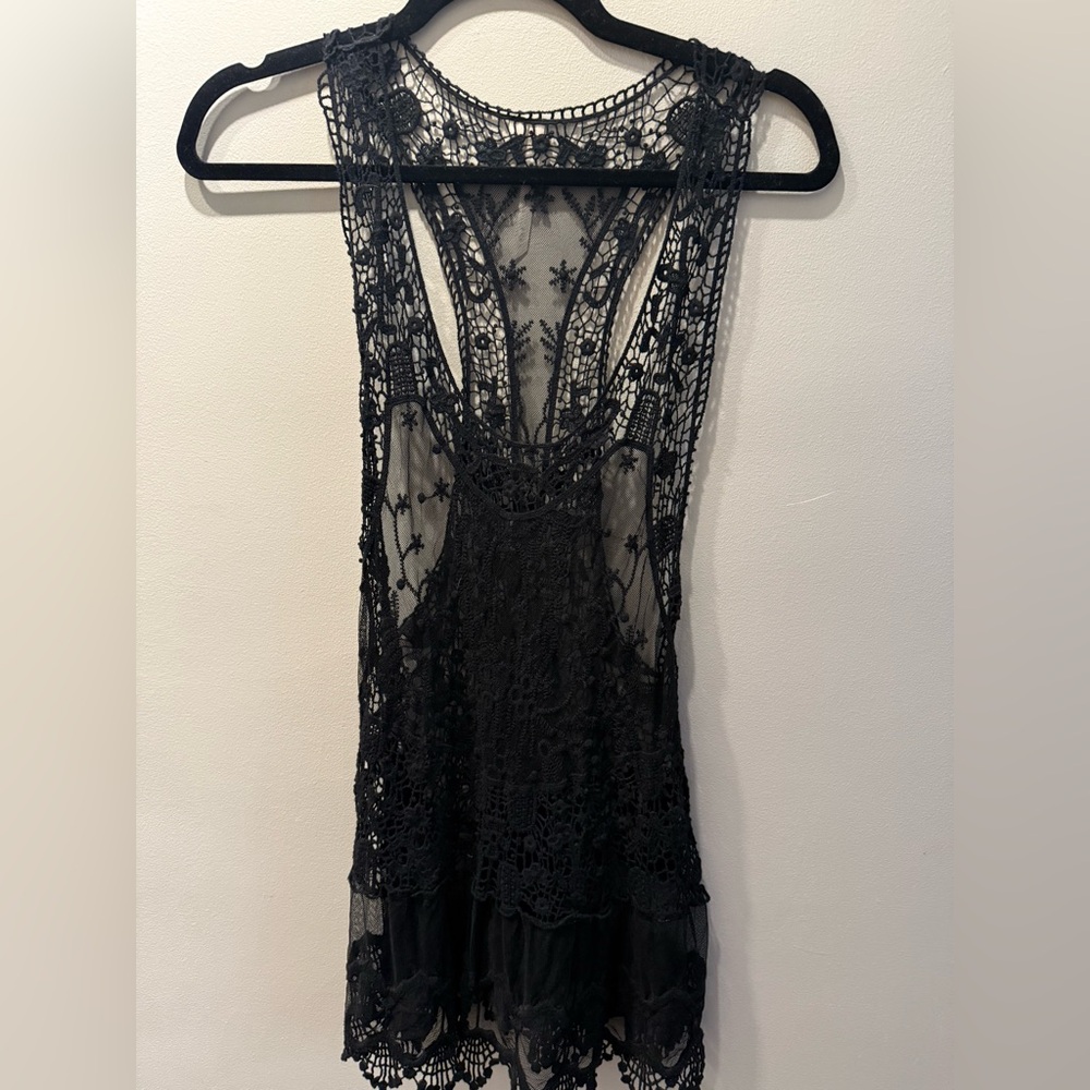 Bellatrix Black Lace Crochet Tank size S